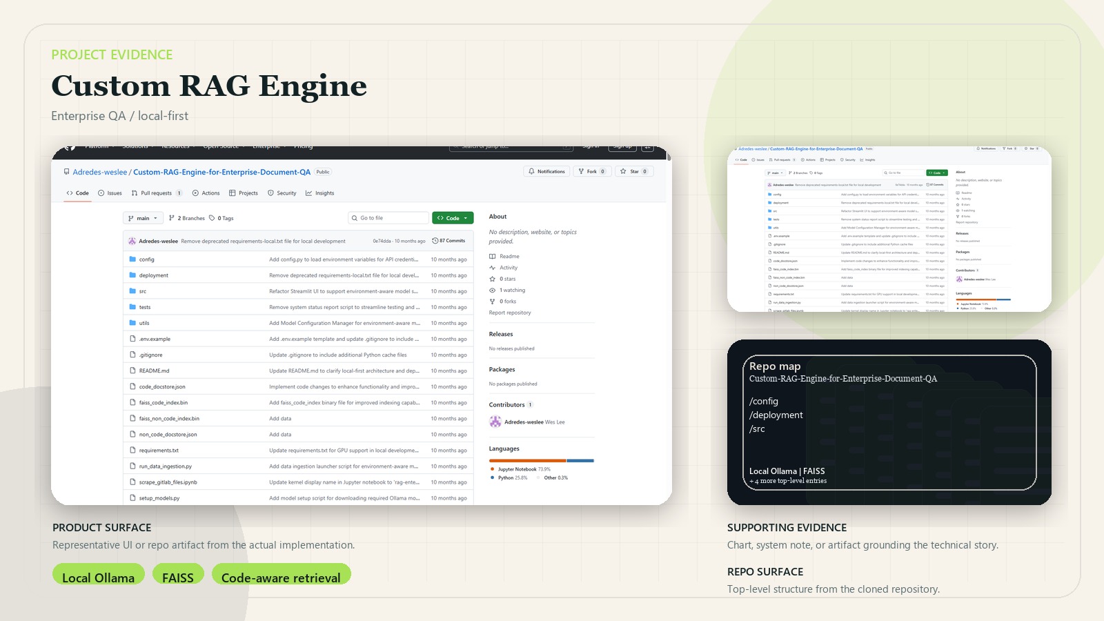 Custom RAG Engine for Enterprise QA supporting evidence